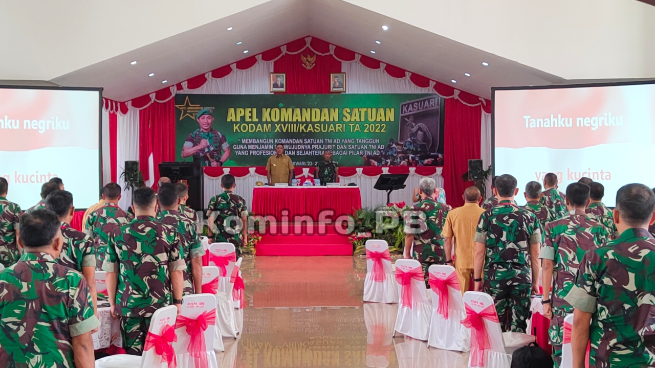 Pj. Gubernur Papua Barat Sampaikan Arahan Dalam Apel Komandan Satuan Kodam XVIII Kasuari Tahun 2022