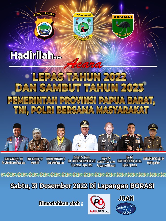 Besok Pemerintah Prov Papua Barat Gelar Pisah Sambut Tahun Bersama TNI, Polri dan Masyarakat di Lapangan Borarsi.
