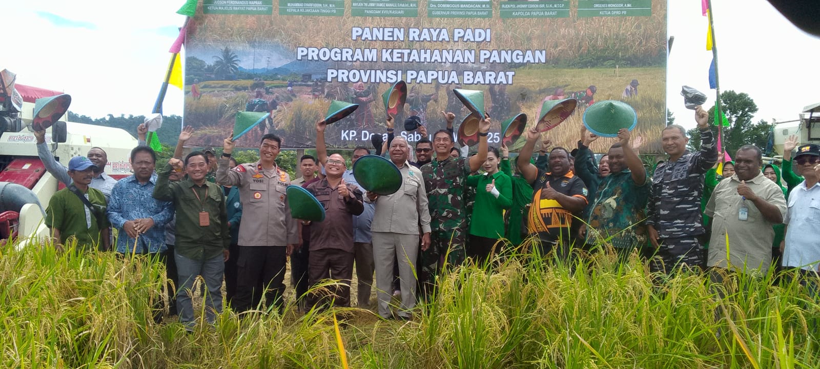 Panen Raya Padi Di Kampung Desay Manokwari, Gubernur Dominggus Mandacan Apresiasi Hasil Lahan Persawahan Yang Melampaui Target